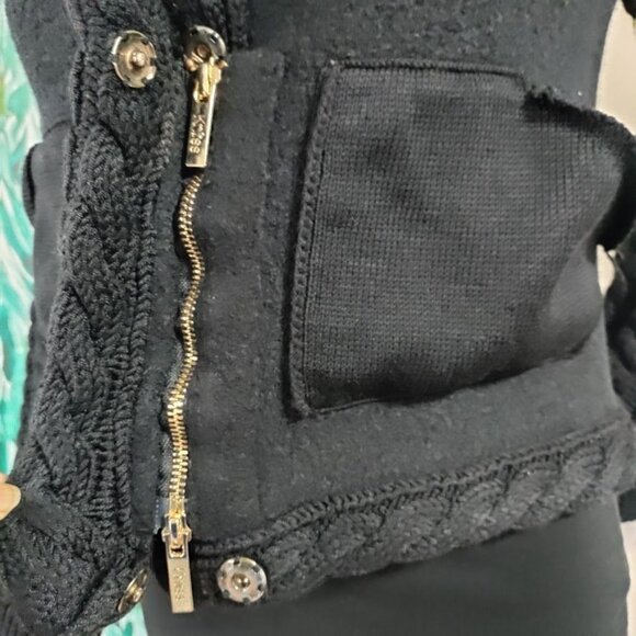 Knitss Wool Cable Knit Black Thick Lux Cardigan Twee M - Picture 5 of 16